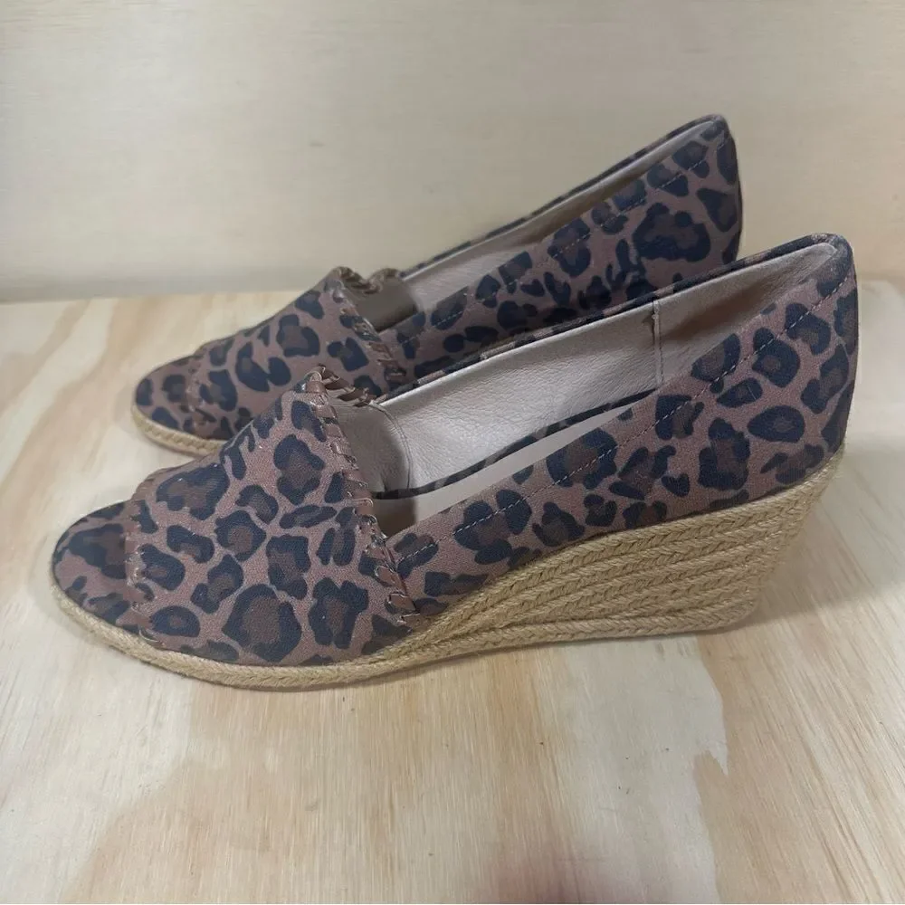Jack Rogers Palmer Wedge Leopard Espadrille Sandals Women’s Size 8.5